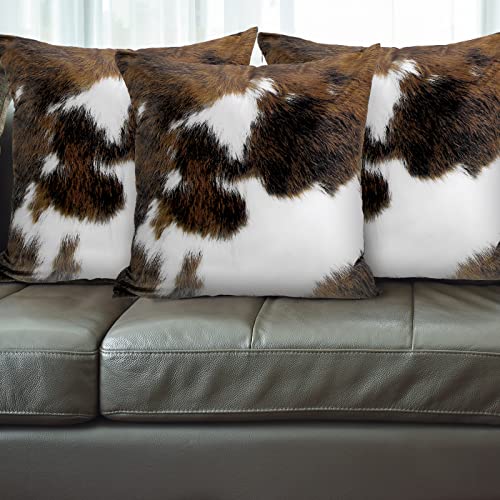 6-Piece Cowhide Print Throw Pillow Covers - 18x18 Inch Rustic Farmhouse Decor
