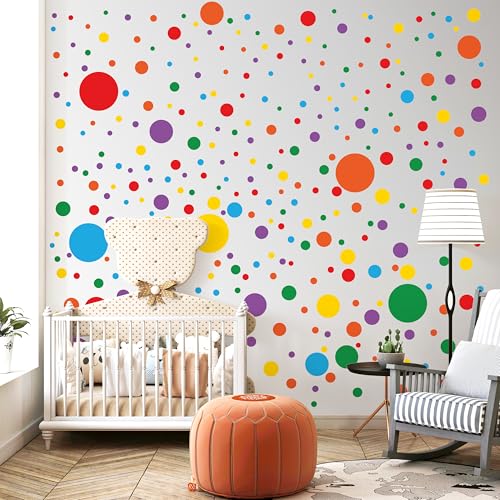 Rainbow Polka Dot Wall Decals for Kids - Removable Vinyl Stickers