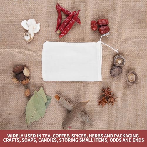 50pcs Natural Muslin Spice Bags 3x4in - Reusable Cooking Filter