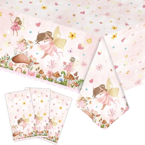 Pink Fairy Plastic Party Table Covers - 3 Pack, 54" x 108"