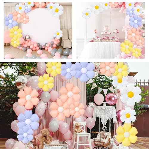 Boho Daisy Balloons Set - 16PCS Flower Balloons for Parties