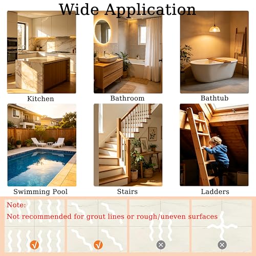 48-Piece Wavy Anti-Slip Shower Treads, Clear PEVA Safety Grip for Bathtubs