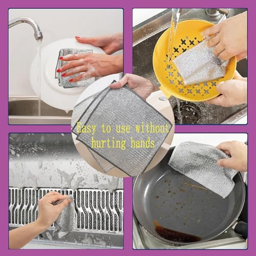 Scratch-Free Metal Wire Dishwashing Cloths - 10 Pack