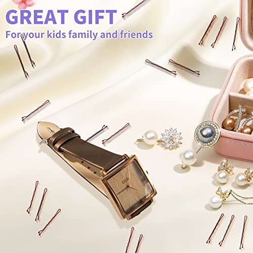 Cyluer 400Pcs Brown Bobby Pins 2 Inch with Storage Case Secure Hold