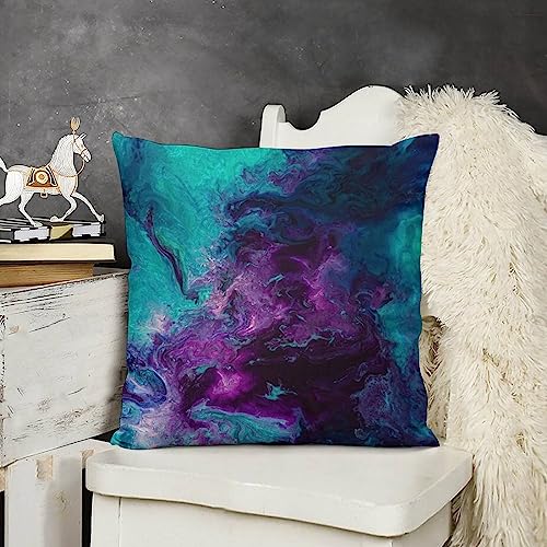 Galaxy Velvet Throw Pillow Cover - Purple Teal 12x12 Cozy Cushion