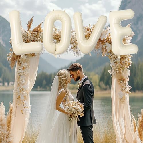 KAINSY 40 Inch Cream White Letter D Foil Balloon Giant Beige Alphabet