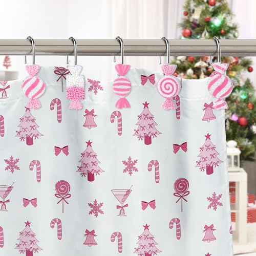 Pink Candy Shower Curtain Hooks - 12 Pack Decorative Hangers