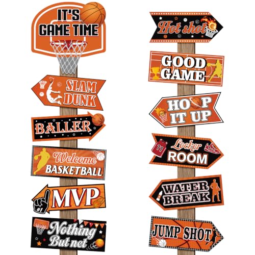 24 Basketball Party Directional Signs - Kids & Adults Decor