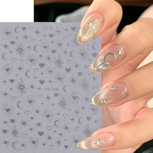 ZOAZJINAZ 3D Baroque Star Nail Stickers Self-Adhesive Nail Art Decals