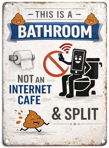 Funny Vintage Metal Bathroom Sign - 'This Is A Bathroom, Not An Internet Cafe' 8x12 Inch