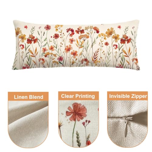 Baccessor Floral Fall Long Pillow Cover 14x36 Inch - Autumn Sofa Throw Case