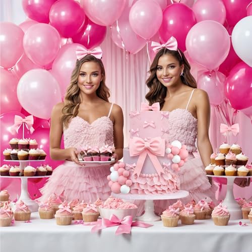 36 PCS Oversized Pink Bow Cake Toppers - Princess Party Decorations