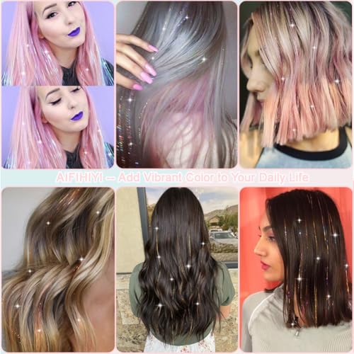 Clip-In Hair Tinsel Extensions - 18 Pcs 20-Inch Colorful Glitter Fairy Hair