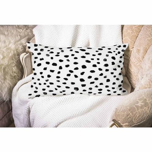 Polka Dots Throw Pillow Cover 12x20 Inch Cotton Linen Cushion Case for Sofa Bed Car