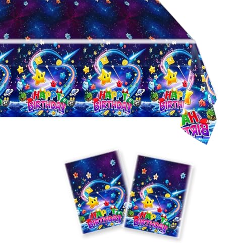 Super Bros Galaxy Birthday Party Tablecloths - 2 Pack, 54 x 108 Inch