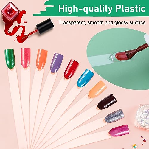 AHIER 50 Pcs Transparent Nail Swatches Sticks and Fan Display Board
