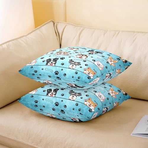 Manfei Cute Dog Double-Sided Pillow Covers, 18"x18" Pack of 2