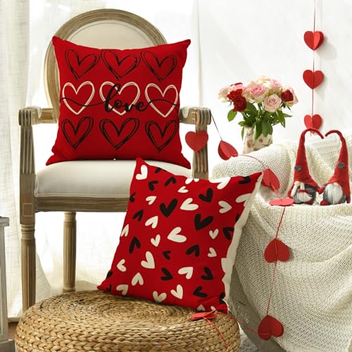 AVOIN Colorlife Love Hearts Throw Pillow Covers - Set of 4, 18x18 Inch
