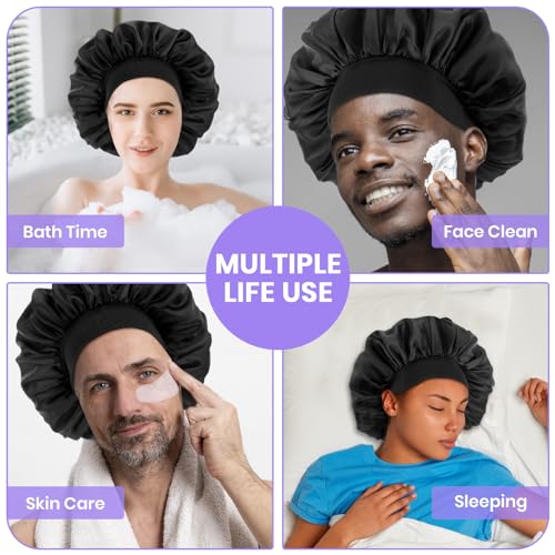 Silk Satin Sleep Bonnet for Men and Women, Adjustable Hair Wrap Cap
