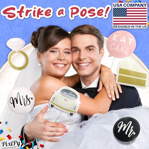 Black & Blush Wedding Photo Booth Props - 12 Fun Pieces