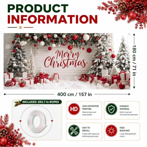 Snowman Christmas Garage Door Banner 6x13ft Merry Christmas Wall Banner - Variation of Snowman-2