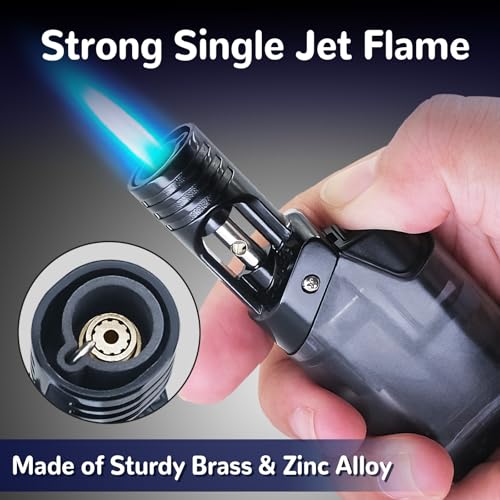 2 Pack Torch Lighter Mini Butane Multipurpose Utility Lighters with Wand Jet Flame Refillable Gas Lighters Pocket Lighter for Candle Camping BBQ Grill (Without Fuel) Assorted Colors