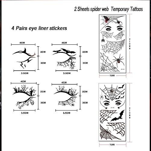 Halloween Temporary Eye Tattoo Stickers Eyeliner Decals 4 Pairs