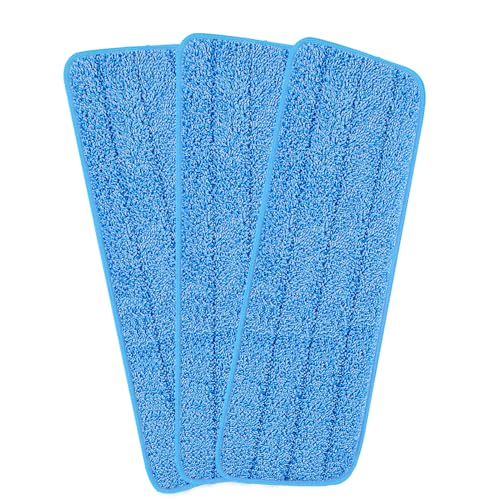 H-Gamely 16.5" Microfiber Mop Pads - 3 Pack Replacement Heads for Bona (Blue)