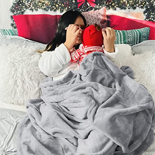 Bedsure King Size GentleSoft Fleece Blanket - Light Grey Plush