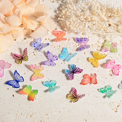3D Butterfly Nail Charms Resin Nail Art Decorations 100 Pcs Mix Colors