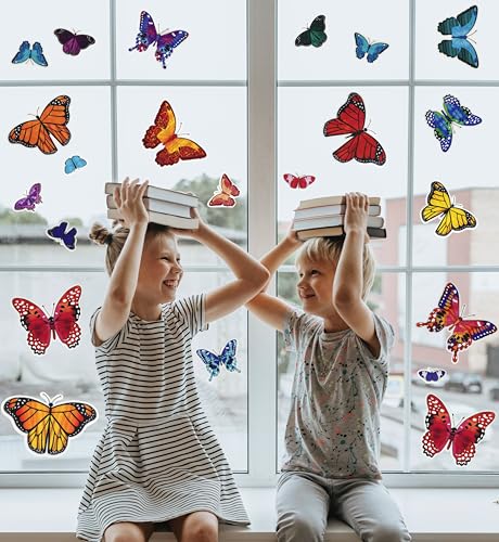 Iconikal 100 Count Butterfly Window Clings - Reusable Vinyl Decor