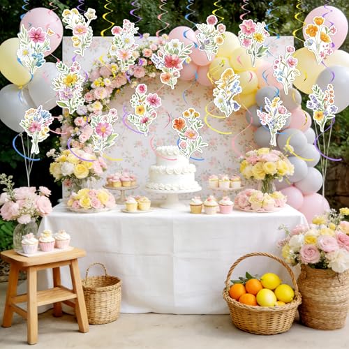 36 Pcs Wildflower Hanging Swirl Decorations for Birthday Parties & Weddings