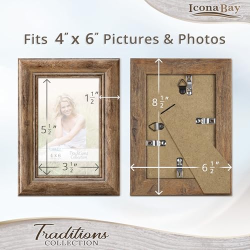 Chestnut Brown 4x6 Picture Frame - Rustic Wood Pattern