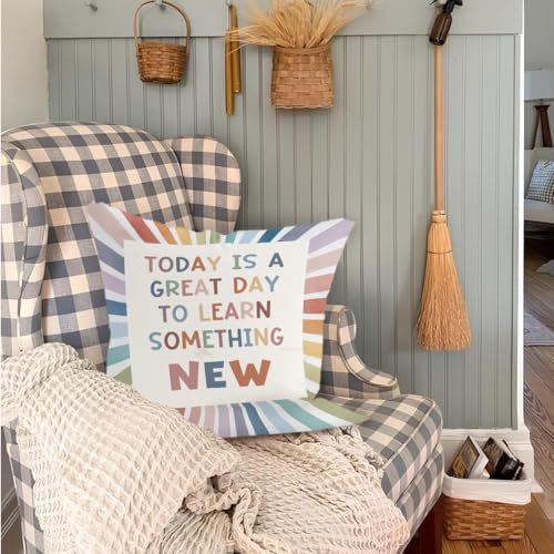 Inspirational Boho Pillow Cover 18x18 for Classroom & Bedroom