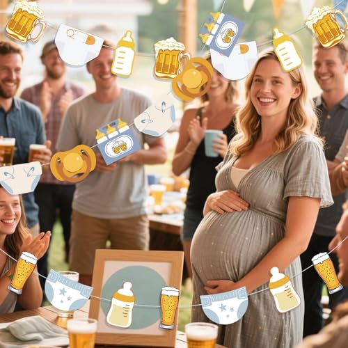 Beer and Diaper Garland Banners for Baby Shower Party Decor