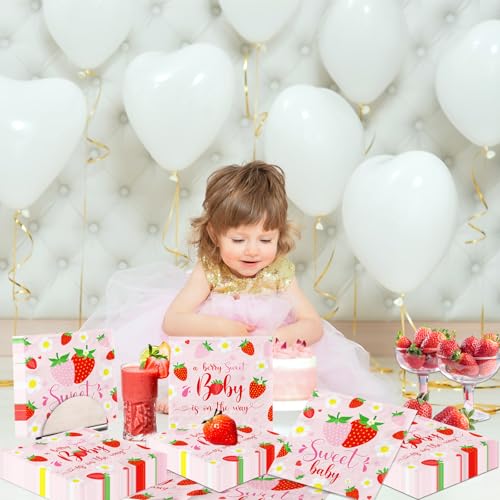 Strawberry Baby Shower Napkins - 40 Pcs Sweet Design