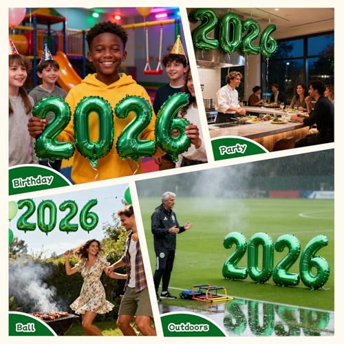 Green Jumbo 40-Inch 2026 Graduation & New Year Balloons