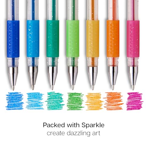 KINGART Comfort Grip Gel Pens Set - 12 Glitter Colors, 1.0mm Tip