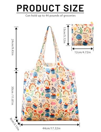 Reusable Grocery Bags 6-Pack Foldable Heavy Duty Waterproof Tote with Handles