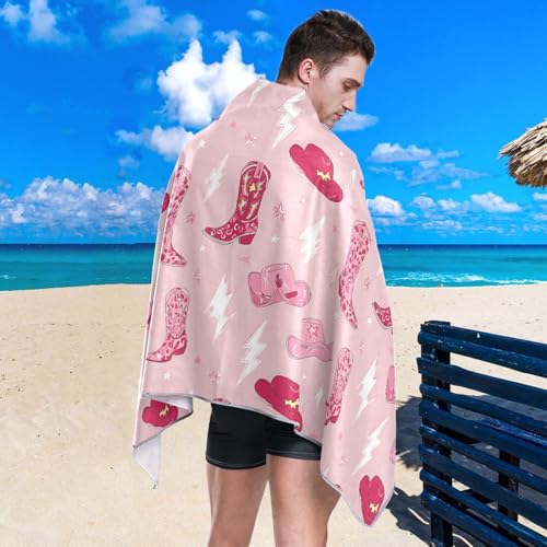 Gredecor Oversized Cowgirl Boots Beach Towel, 31x71-inch Sand-Free Microfiber