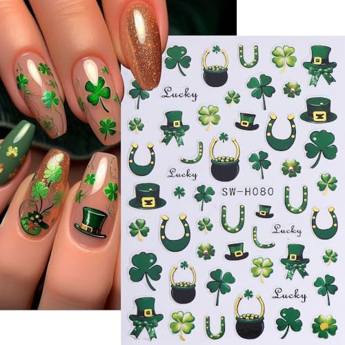 St. Patrick's Day Self-Adhesive Nail Art Stickers Shamrock 4-Pack