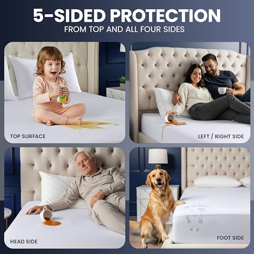 Utopia Bedding Waterproof Twin Mattress Protector - 5-Sided Fitted Cover
