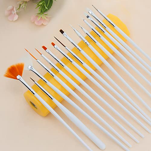 Mygeromon Resin Nail Art Mixing Palette and 15-Piece Brush Set Green