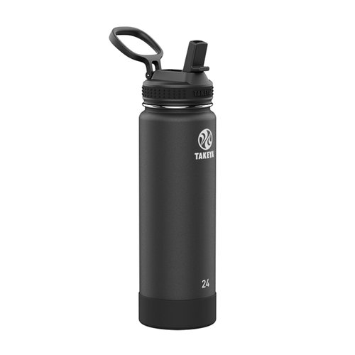Takeya Actives Water Bottle with Straw Lid - Durable & Easy-Care Water Bottle with Stainless Steel Insulation - BPA-Free Lid with Carry Handle & Straw - Dishwasher-Safe - 24 oz, Onyx