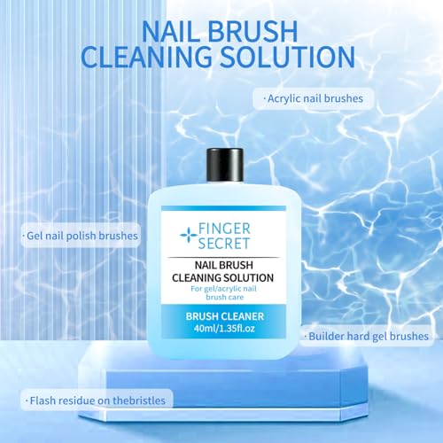 AOBOO Nail Brush Cleaner Solution - 40ml Gel Residue Remover for Manicure