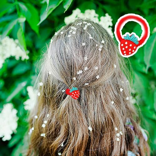 Strawberry Hair Ties 10Pcs Soft Elastic Hair Bands for Girls