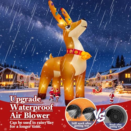 20FT Christmas Inflatable Elk with LED Lights and Bell - Yard Decor, Outdoor Holiday Decoration - Elk Variation