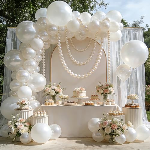 100PCS Pearl White Linking Balloons - 6 Inch Quick Link Balloons for Party Decorations