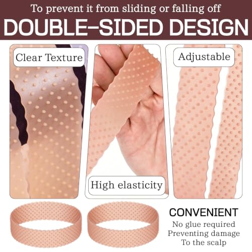 OLLBIT Non-Slip Silicone Wig Grip Band Adjustable Velvet Headband