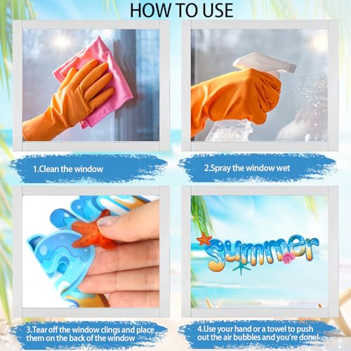 134 Double-Sided Hawaii Beach Window Clings - Summer Decor